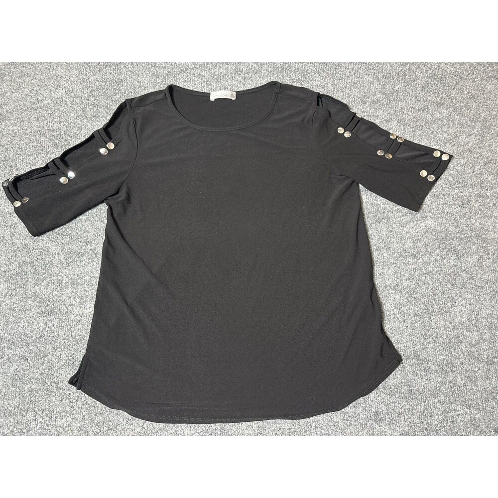 89TH + MADISON Shirt Womens S Petite Black Polyester Spandex Strap Sleeve Summer